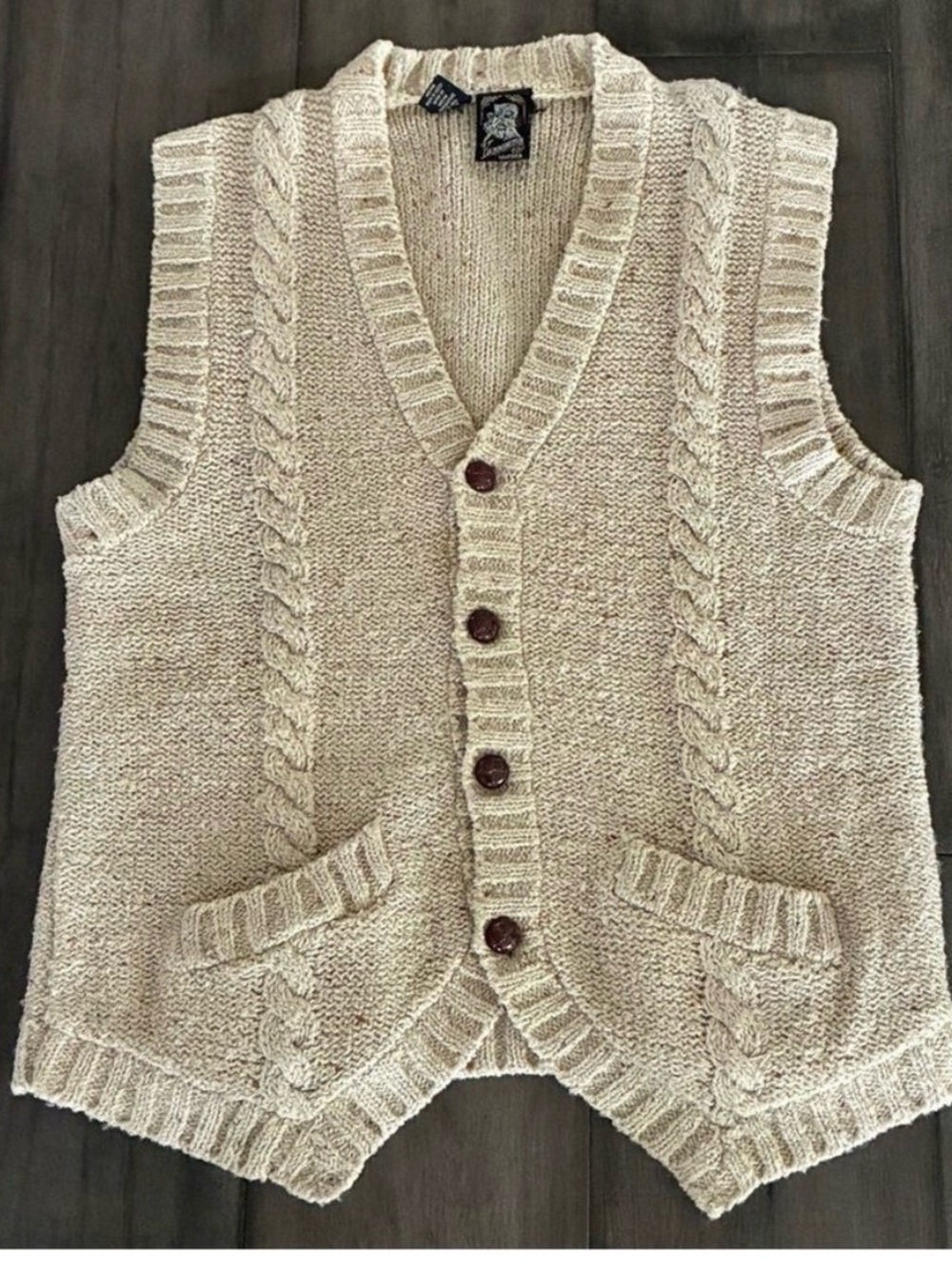 Kennington Ltd. 1980’s Cable Knit Fisherman’s Sweater Vest - Size Large